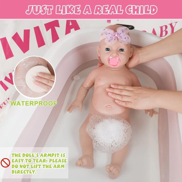 🆕20 inch Full Body Silicone Baby Dolls Girl With Realistic Two Lower Teeth - Picture 7 of 8